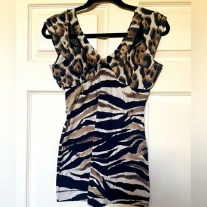 Just Cavalli Women's Tank Top Blouse Black Animal Print Size Medium